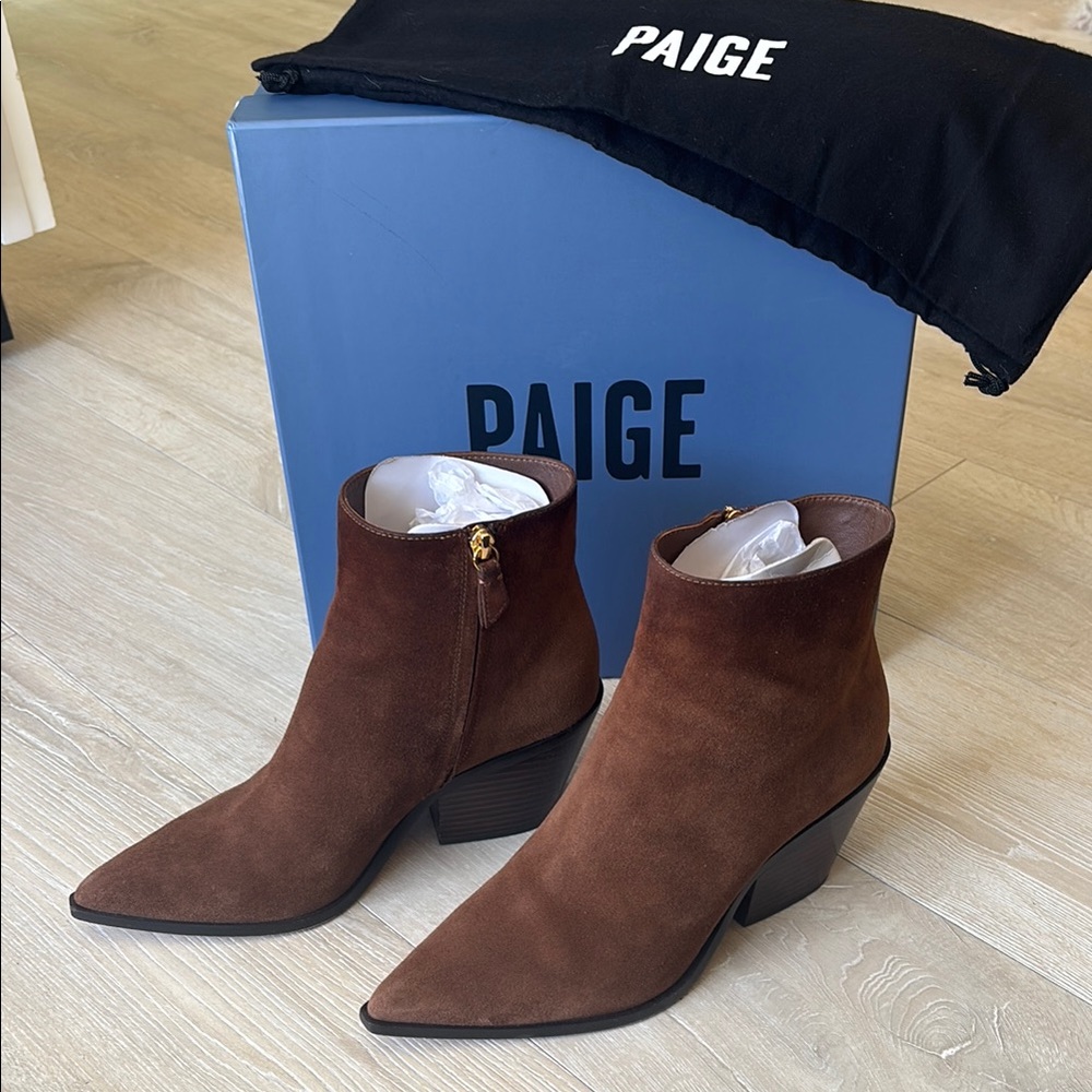 Paige Libby Tobacco Suede Ankle Boots size 9